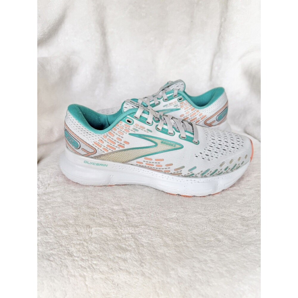 Brooks Glycerin 20 Womens Running Shoes Size 8.5 Wide Oyster Latigo Bay Coral